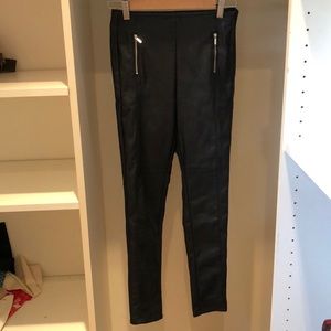 Black faux leather pants